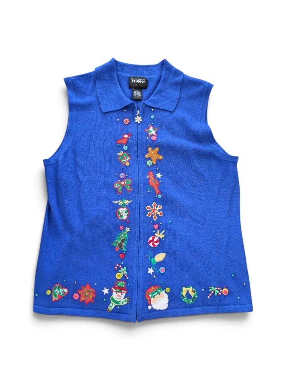 Vintage Designers Originals Studio Joy Christmas Sweater Vest Ugly L Whimsical